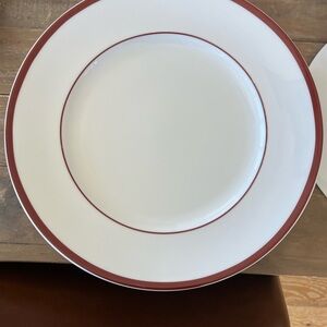 Williams Sonoma White and Red Dinner Plate